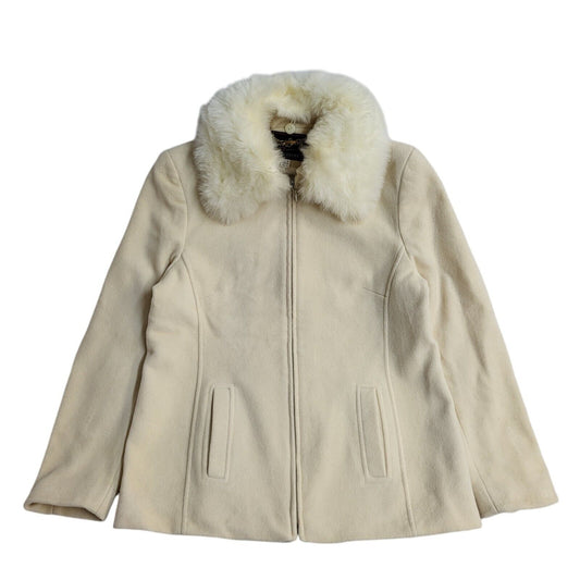 David Barry Vintage 90's Cream Faux Fur Coat UK Women's Size 16