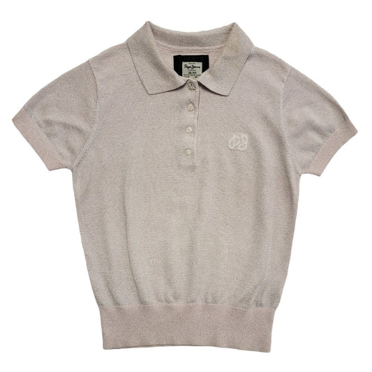 Pepe Jeans Vintage Y2k Pink Collared Polo Shirt Uk Women's Size Medium