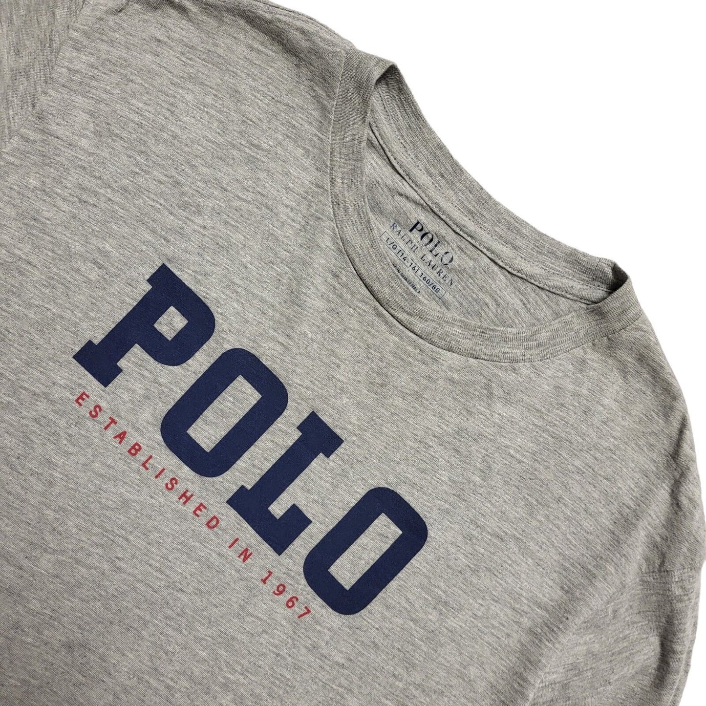 Polo Ralph Lauren Y2K Vintage Grey Long Sleeve T-Shirt Mens Size Large 14-16