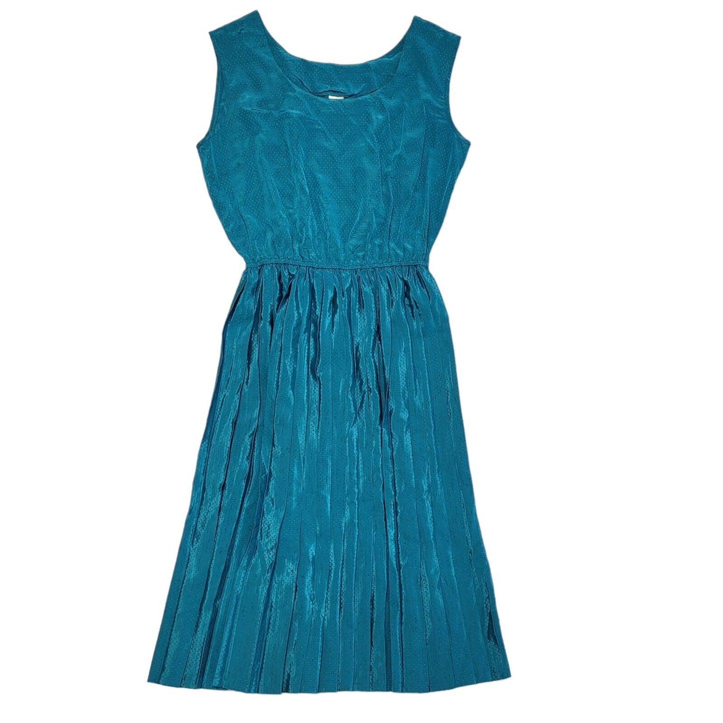 Vintage 80s Blue Sleeveless Evening Fit & Flare Dress Uk Women's Size 16