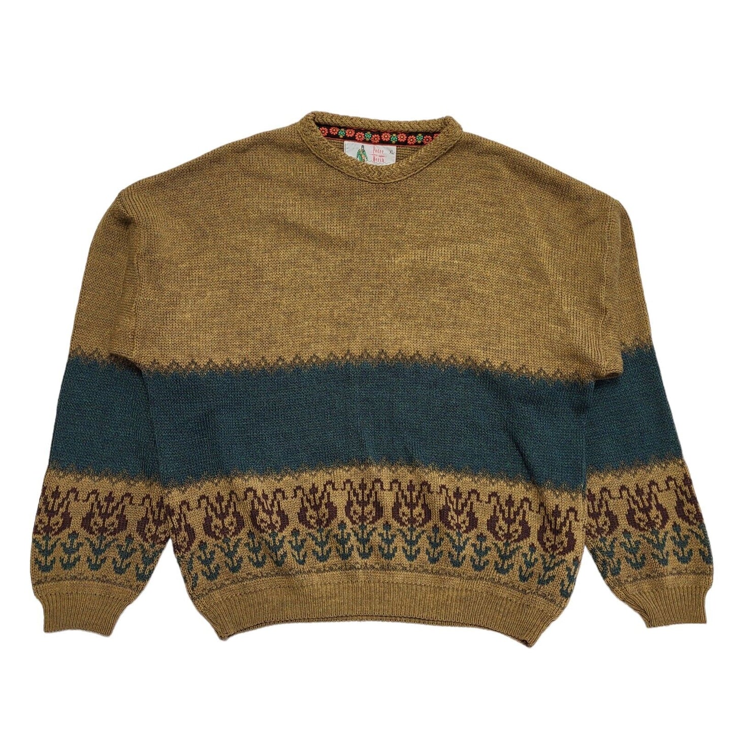 Peter Werth Brown Vintage 90s Crew Neck Jumper Uk Men's Size XL