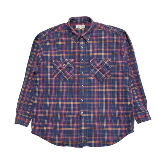 Marks & Spencer Vintage 90's Blue Pink Check Long Sleeve Shirt Men's UK L