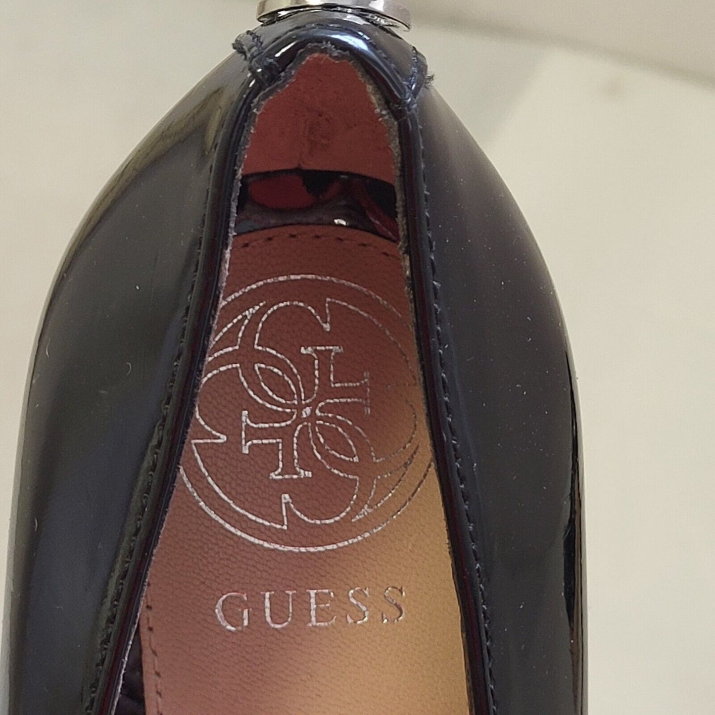 Guess Black Vintage Slip-on Heels Shoes Uk Women's Size 2