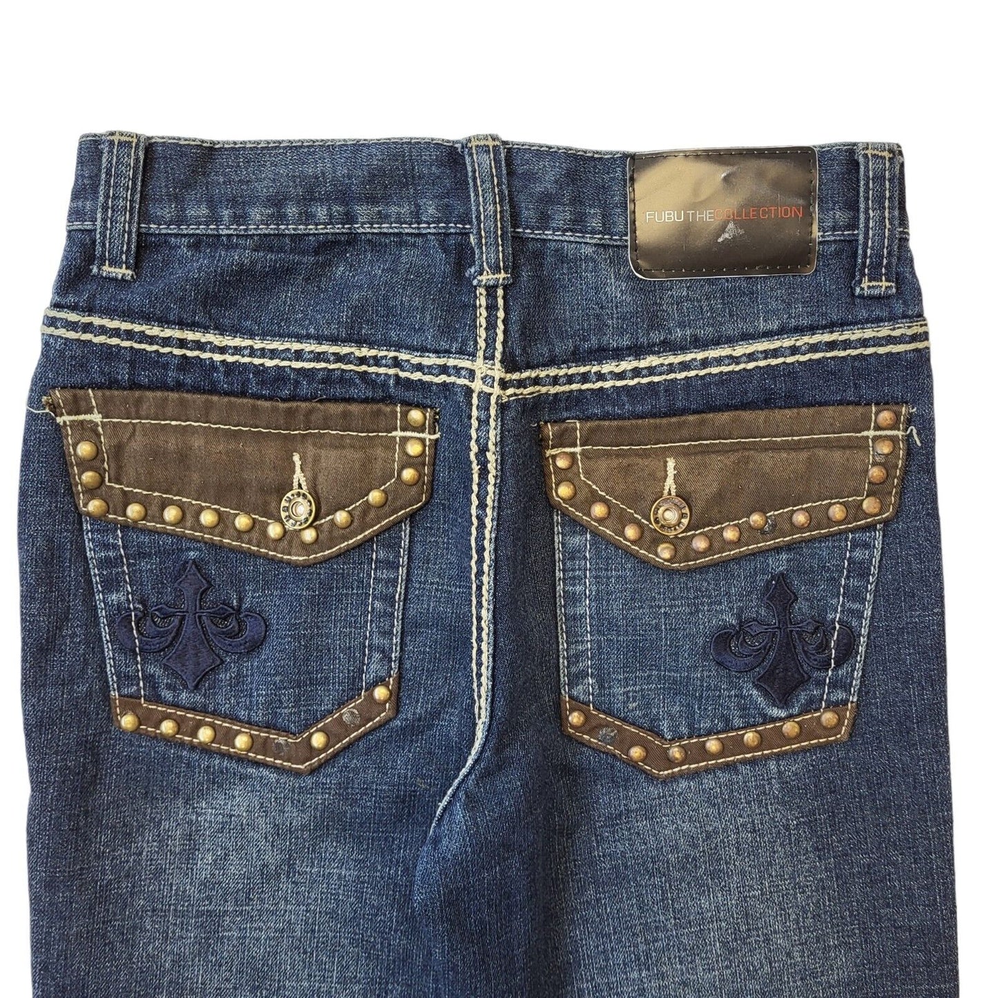 FUBU Jeans Y2k Vintage Blue Straight Denim Jeans UK 8 W26 L28