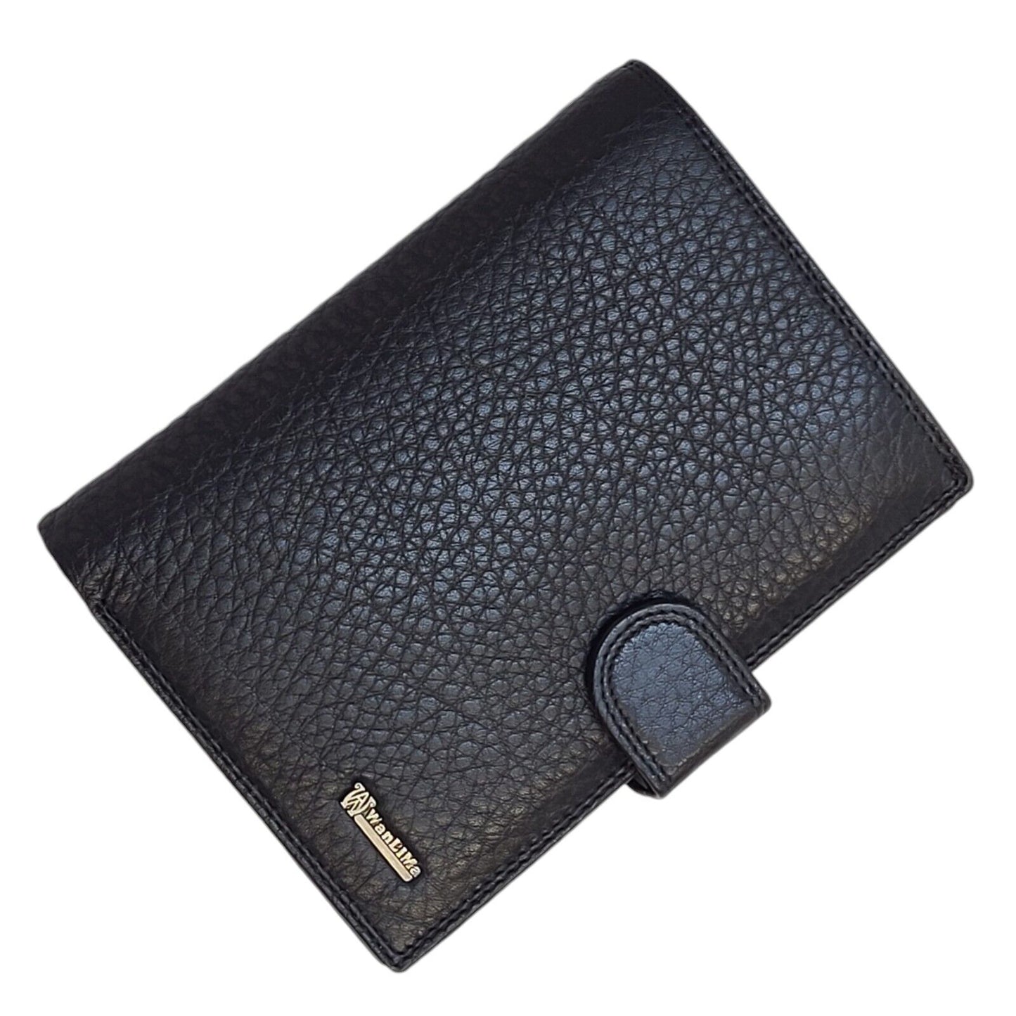 Wanlima Black Leather Wallet Uk Men's Size 5.5" x 4"