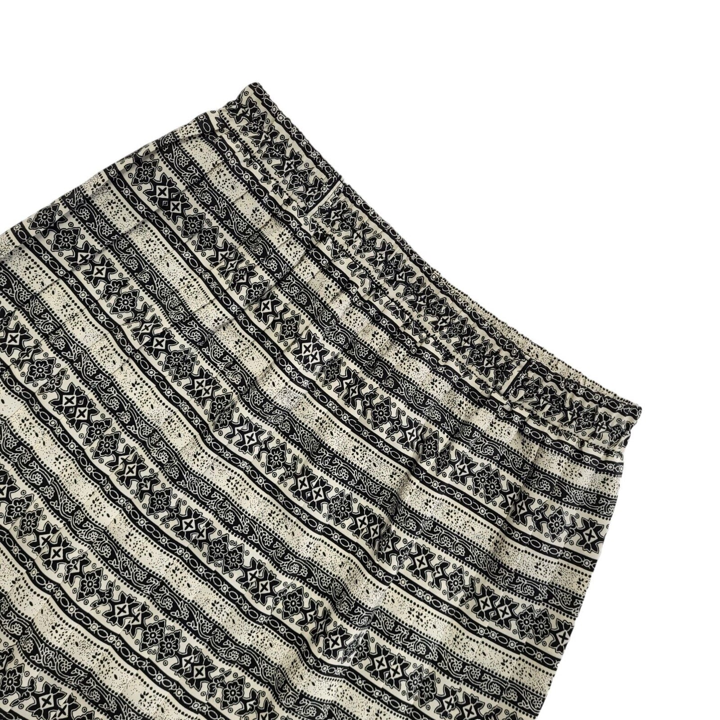 Vintage 90's Black & Beige Pleated Midi Skirt A-Line Womens UK 14 W32