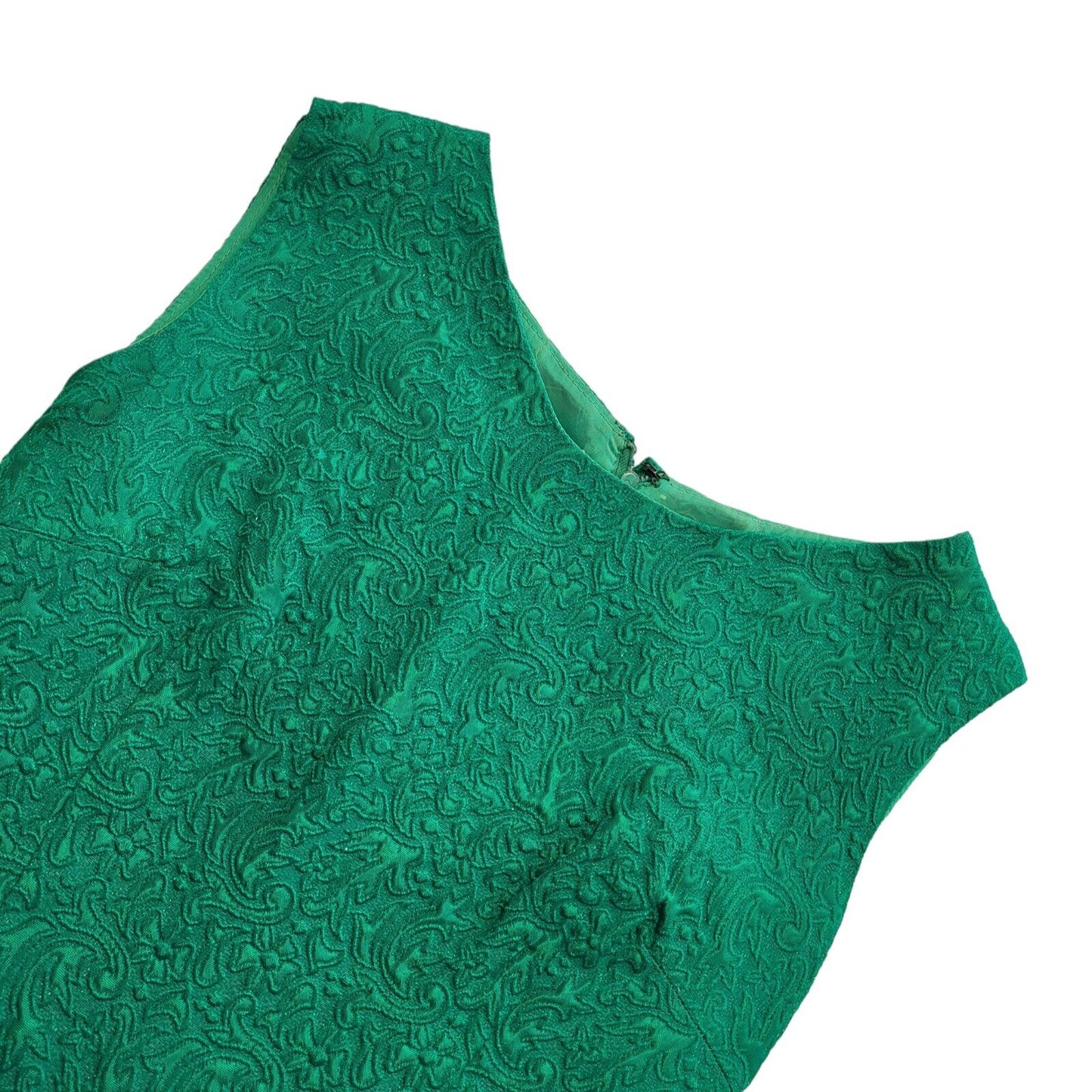 Vintage 70s Green Sleeveless Daywear Dress Uk Women's Size 10