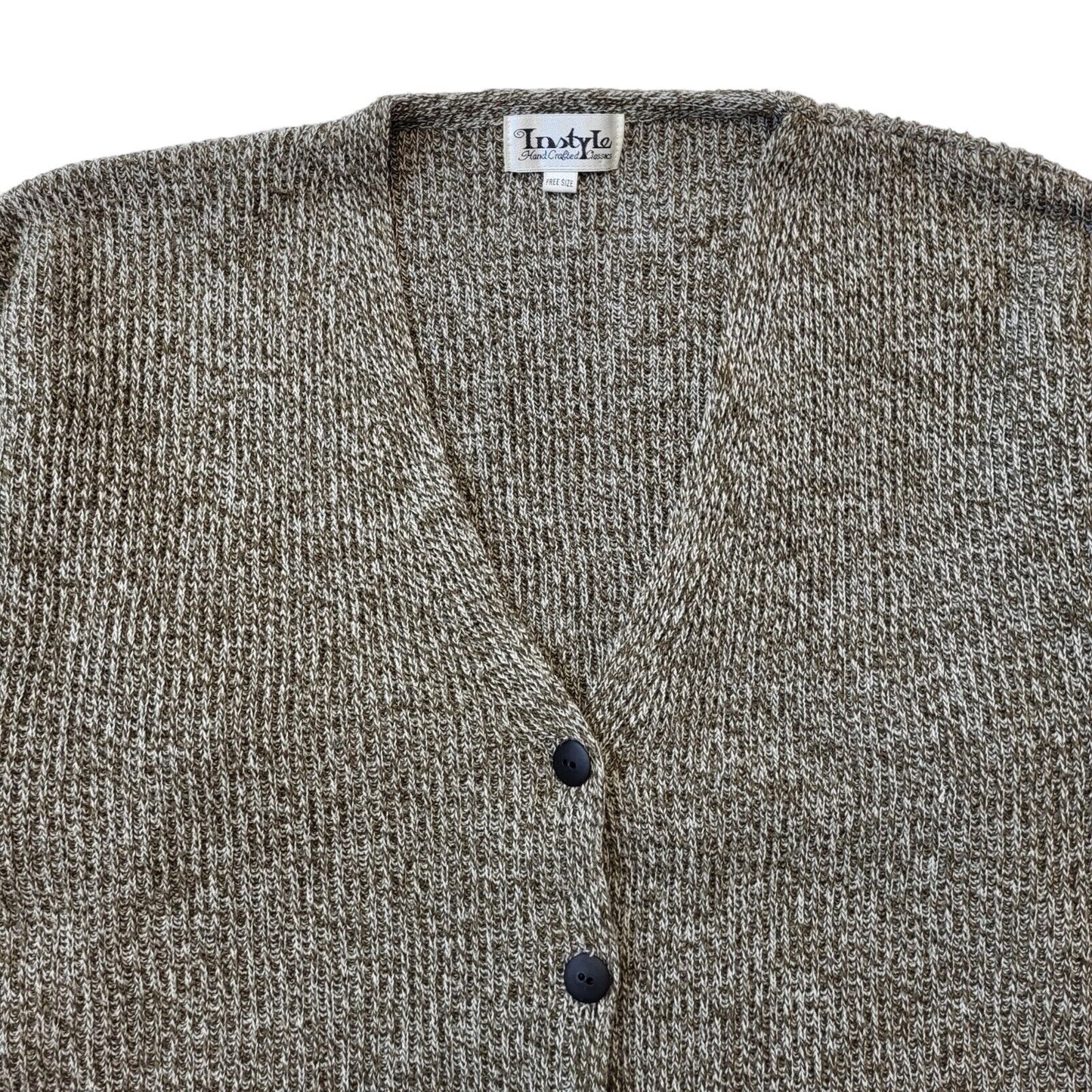 Instyle 90s Vintage Brown Acrylic Button-Up Cardigan Women's Size Free Size