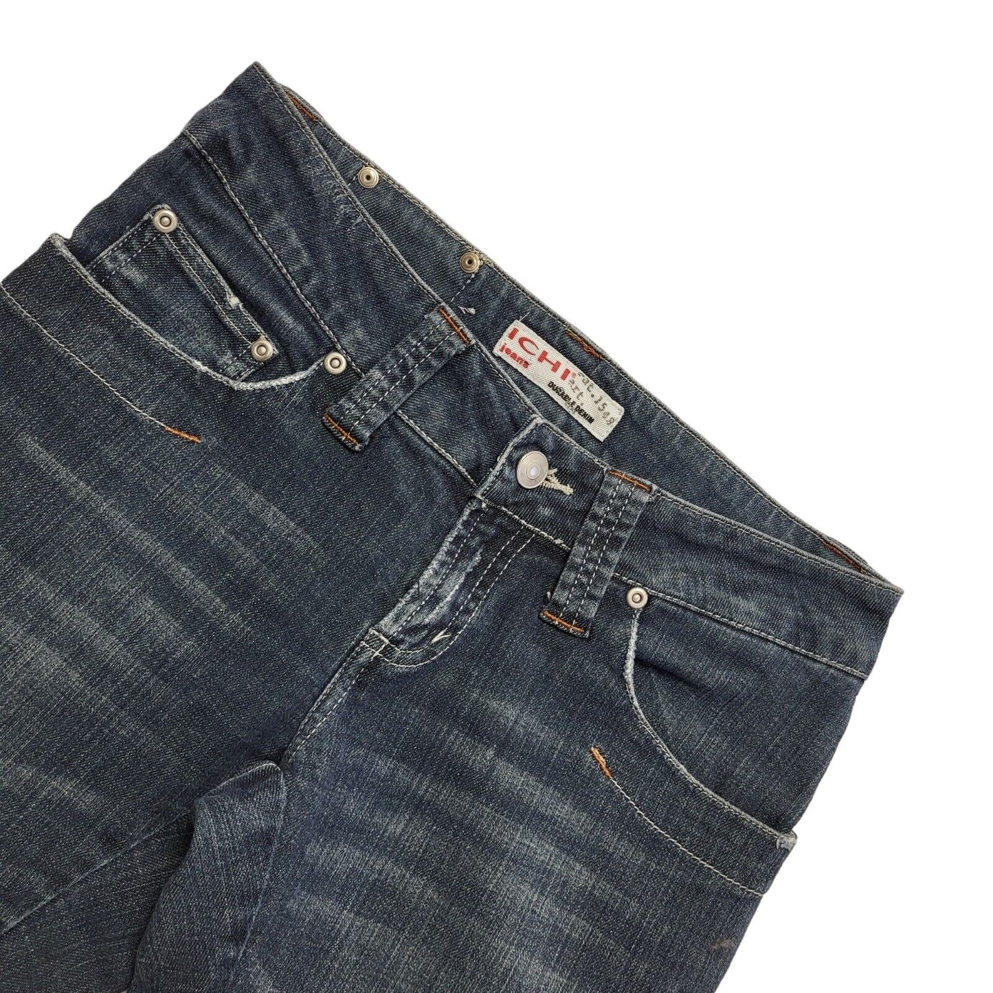 Ichi Vintage 90's Dark Blue Straight 3/4 Leg Jeans Uk Women's Size 10 W28 L21