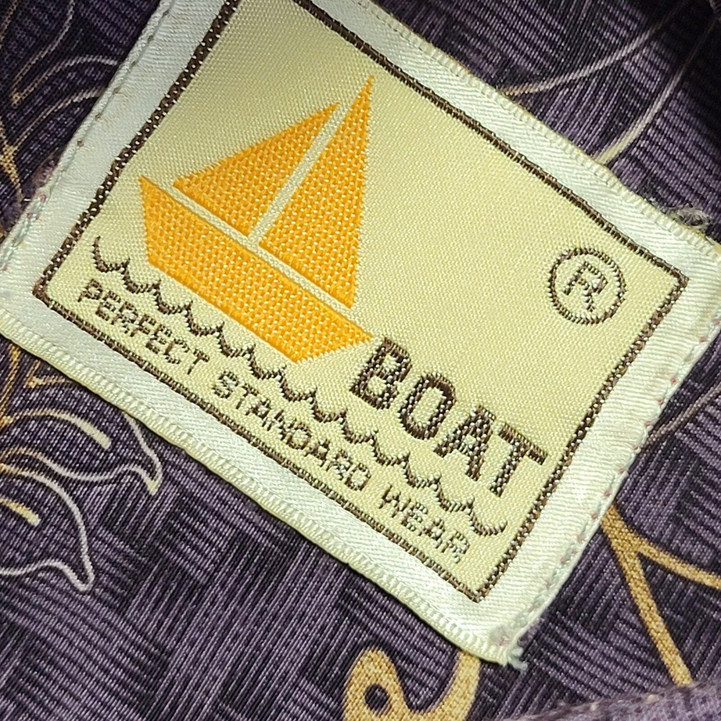 Boat Vintage 90's Purple Abstract Short Sleeve Shirt Men's UK XL