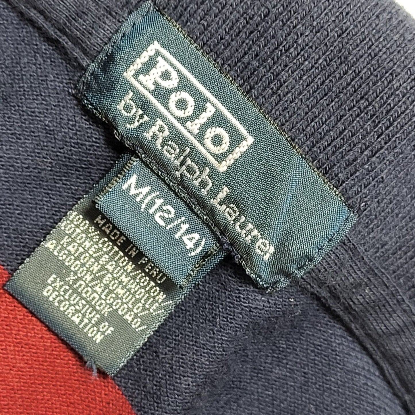 Ralph Lauren Y2K Blue Burgundy Striped Polo Shirt 90s Vintage Boys M Age 10-12