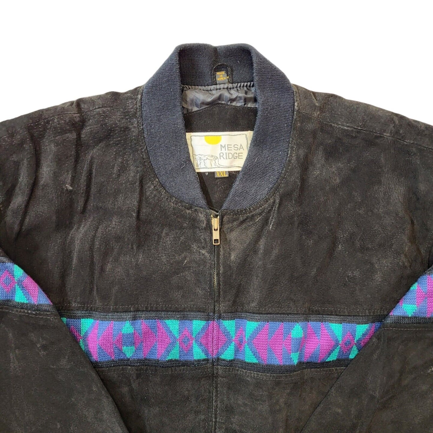 Mesa Ridge 90s Vintage Black Zip Up Suede Jacket Men's Size 2XL