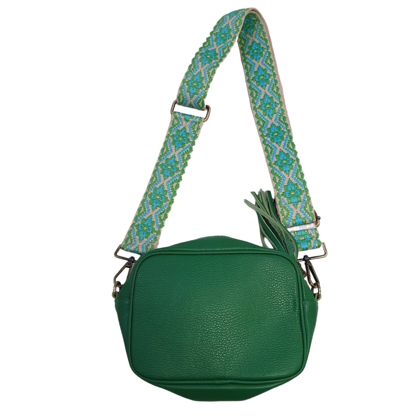 Borse In Pelle Green Leather Cross Body Shoulder Bag 9" x 6"