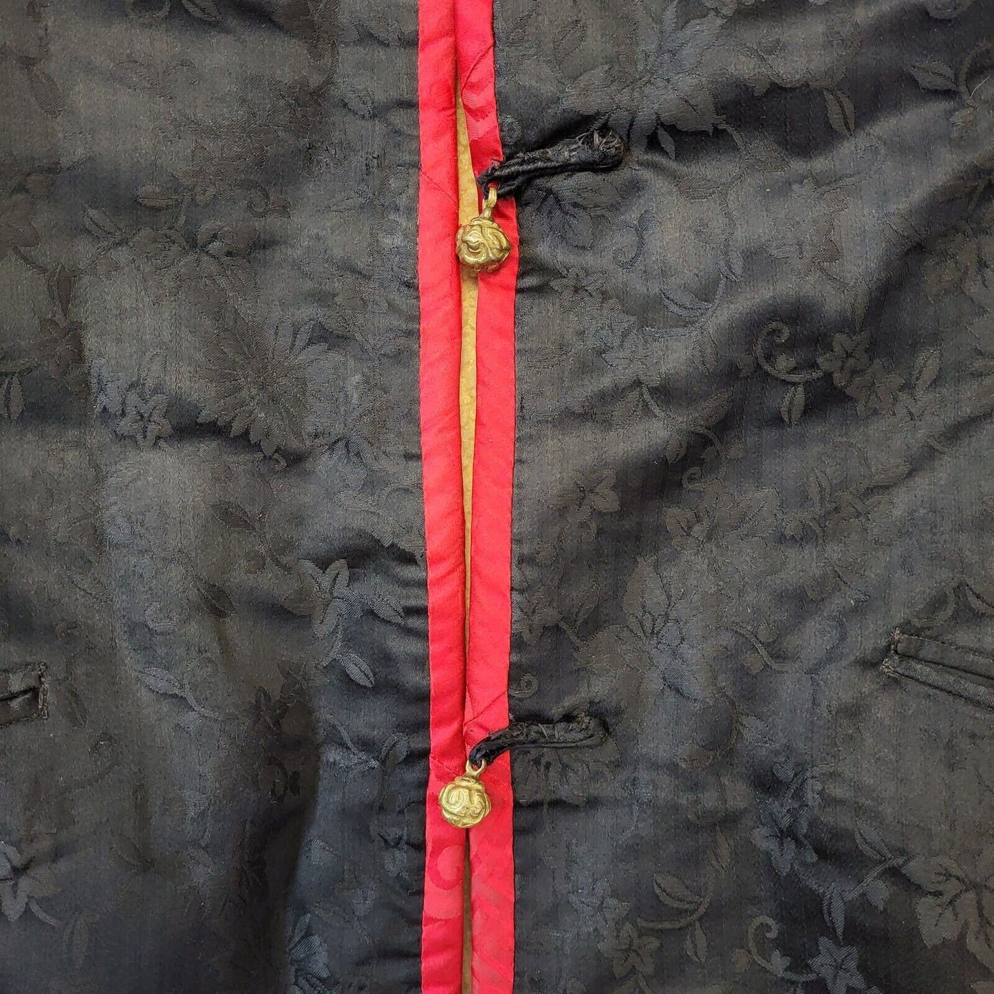 60's Vintage Japanese Black Red Floral Toggle Womens Jacket UK 16 EU 44