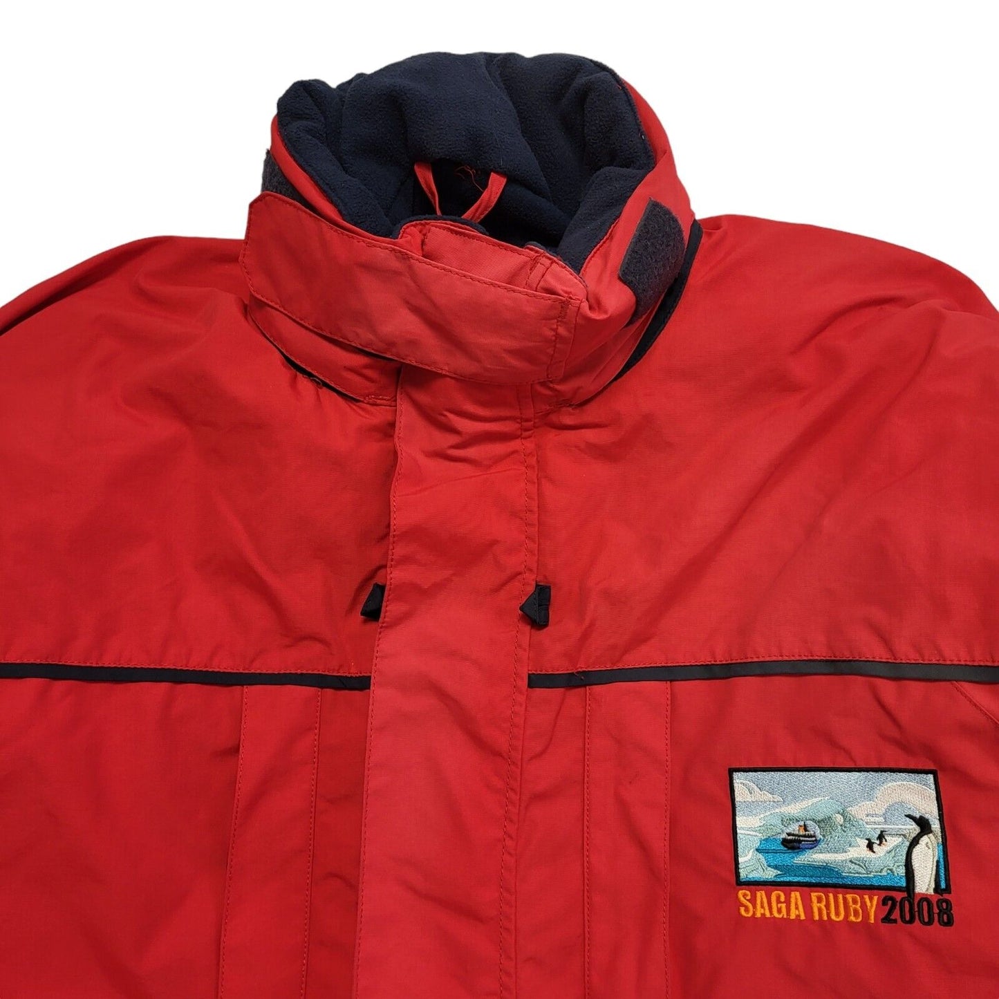 Saga Ruby 2008 Expedition Red Zipped Hooded Jacket Uk Men's Size Small