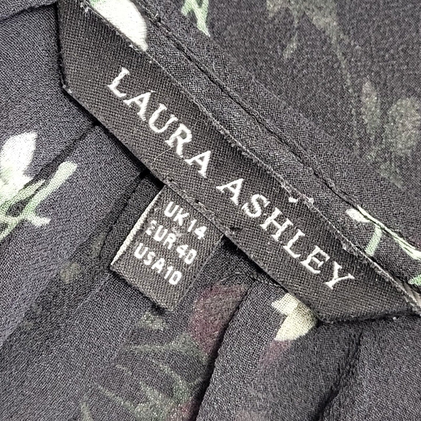 Laura Ashley Y2K sheer floral top with a cowl neck Women's Uk 14
