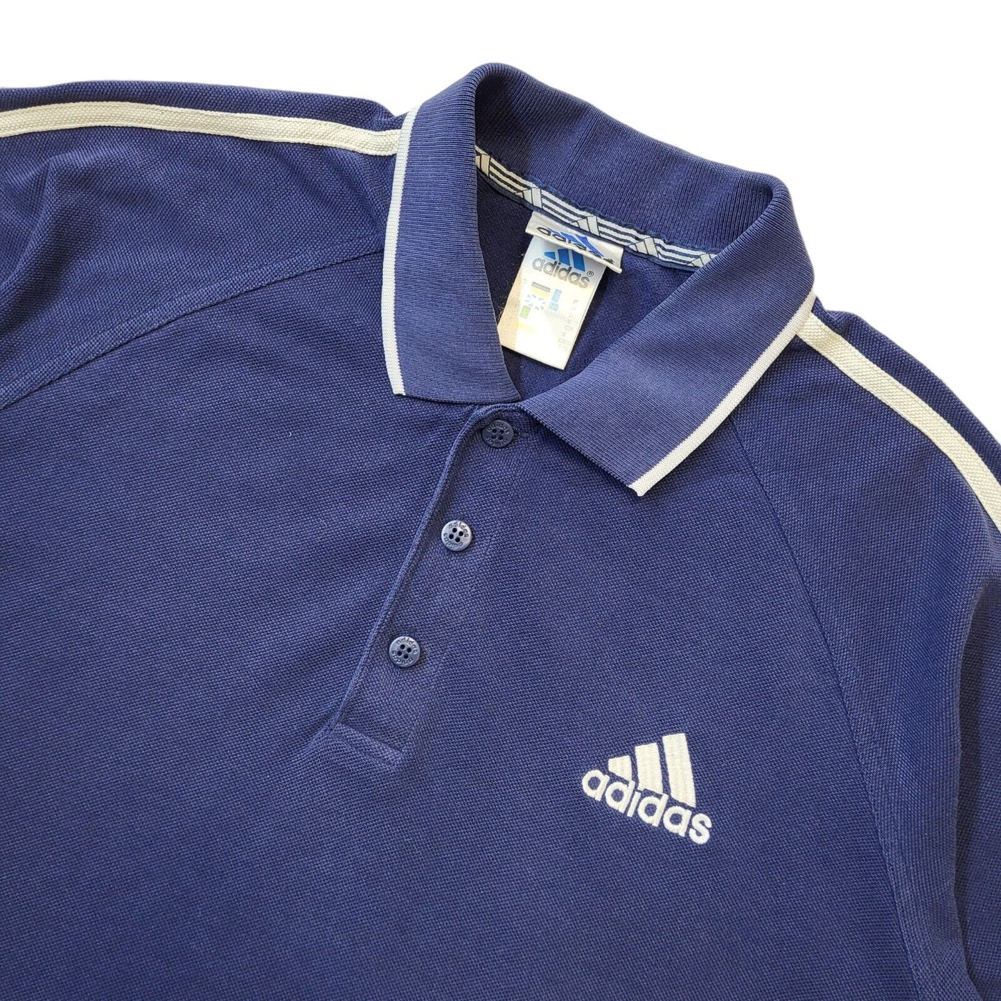 Adidas Vintage 90s Navy Blue Polo Shirt Mens Size Medium