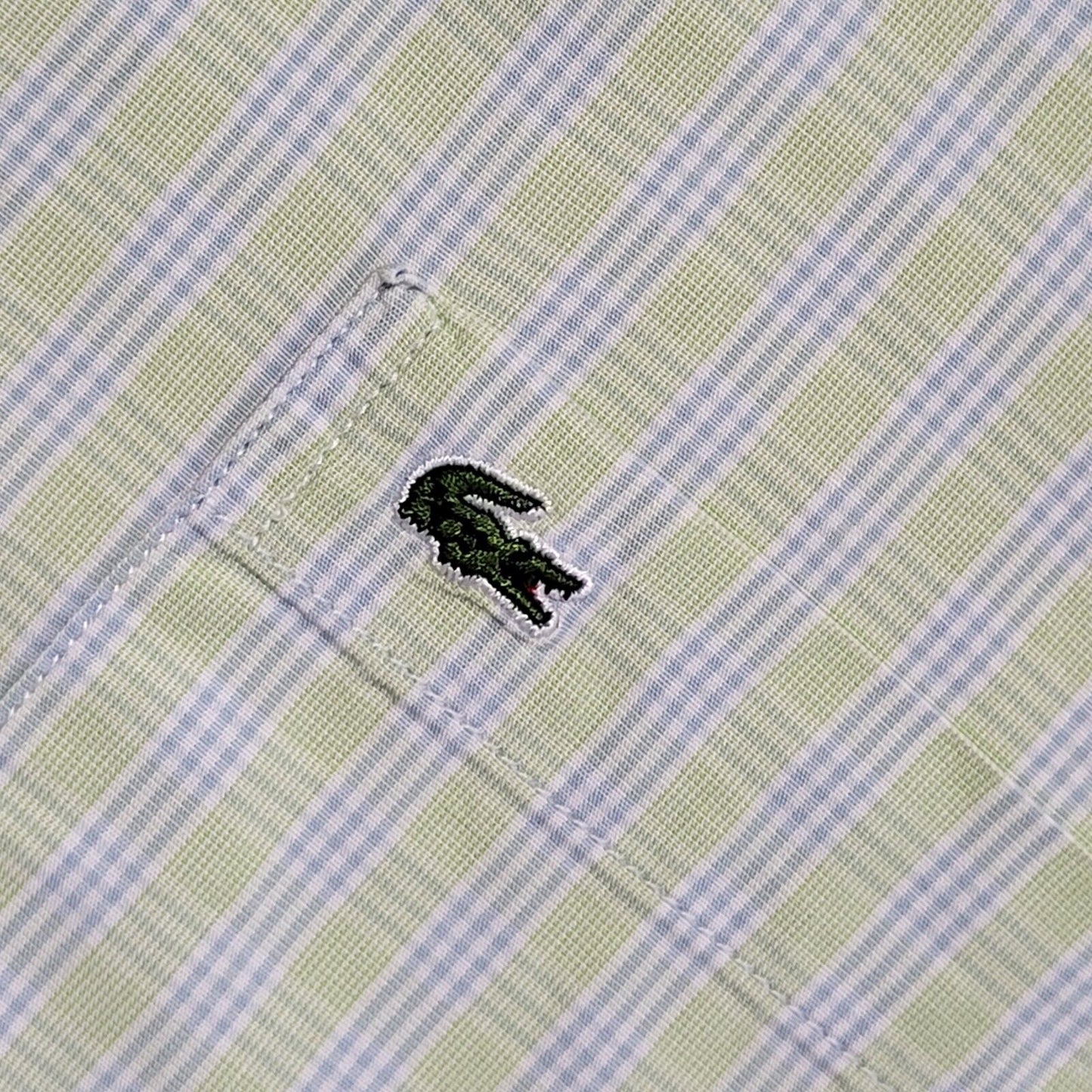 Lacoste Vintage 90's Green Blue Check Short Sleeve Shirt Men's UK L