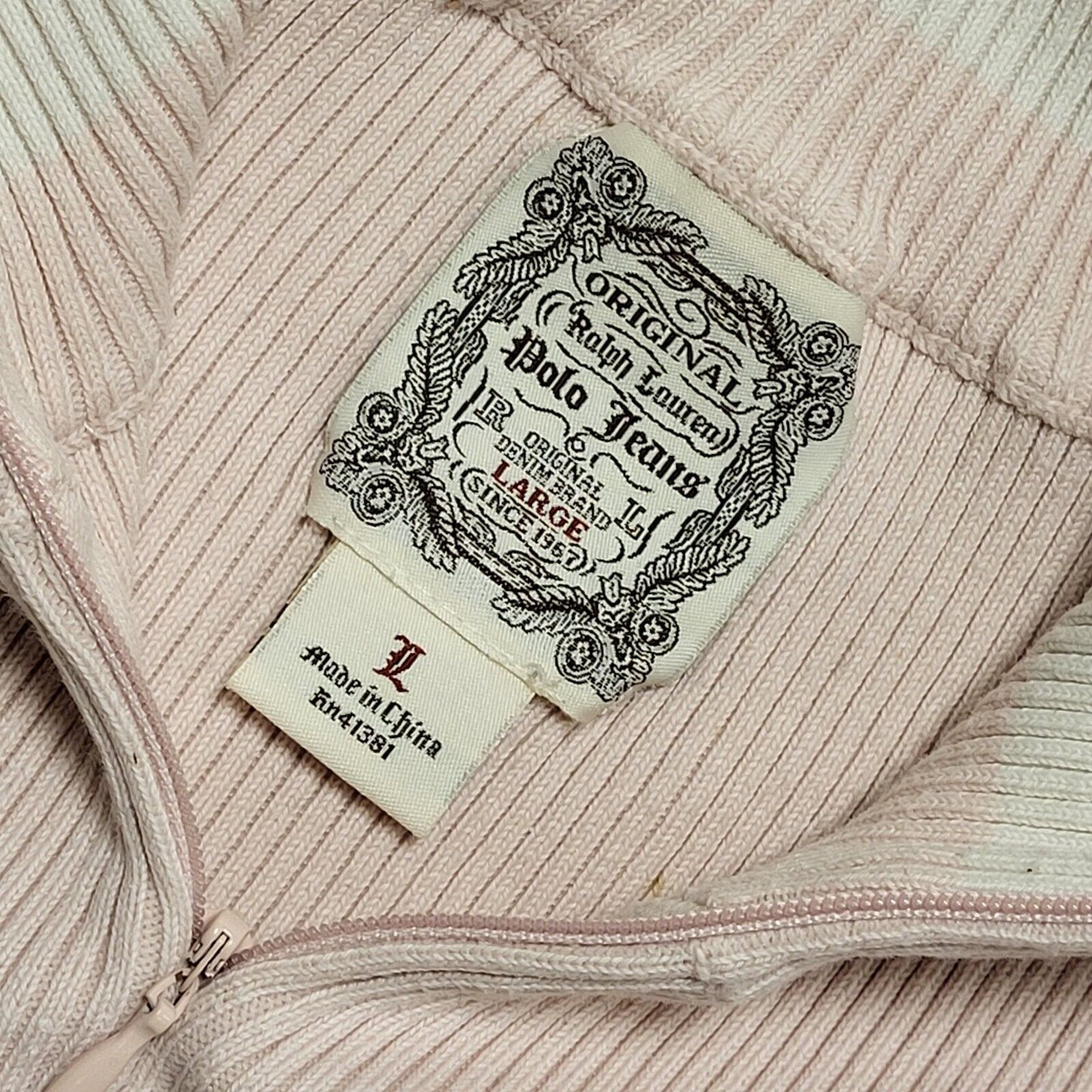 Ralph Lauren Y2K Pink 1/4 Zip High Neck Jumper Womens UK Size L