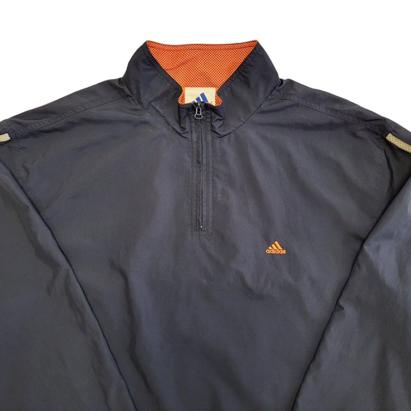 Adidas Blue & Grey 1/4 Zip Vintage 90s Windbreaker Jacket Men's Size L