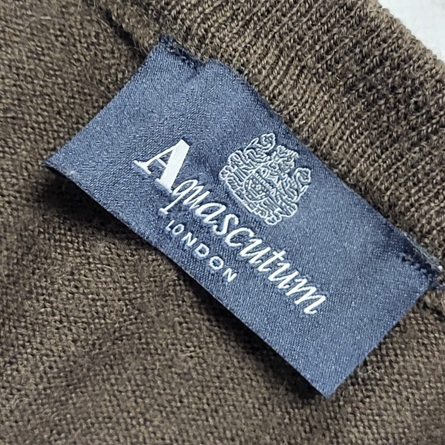 Aquascutum Brown Y2k Wool Blend Jumper Uk Men's Size Small