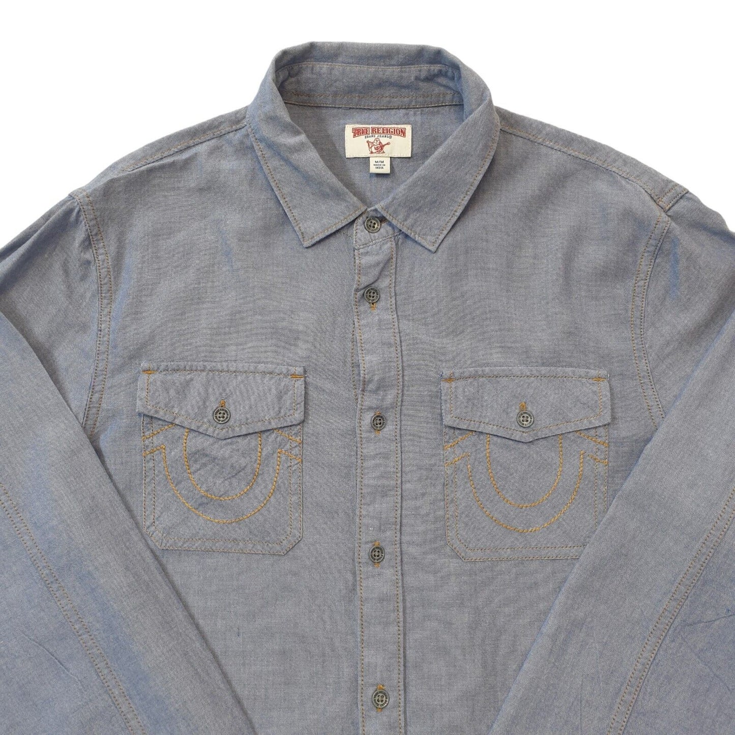 True Religion Y2K Vintage Blue Shirt Long Sleeved Men's Size Medium