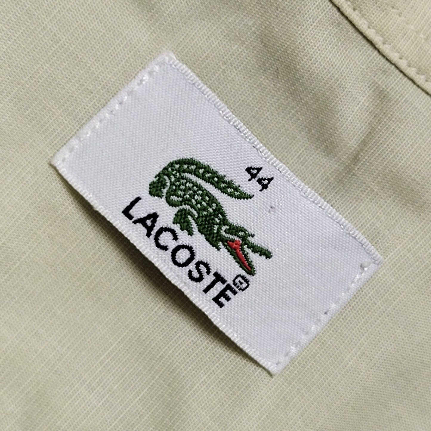 Lacoste Vintage Y2K Green Regular Fit Long Sleeve Shirt Mens UK Size XL