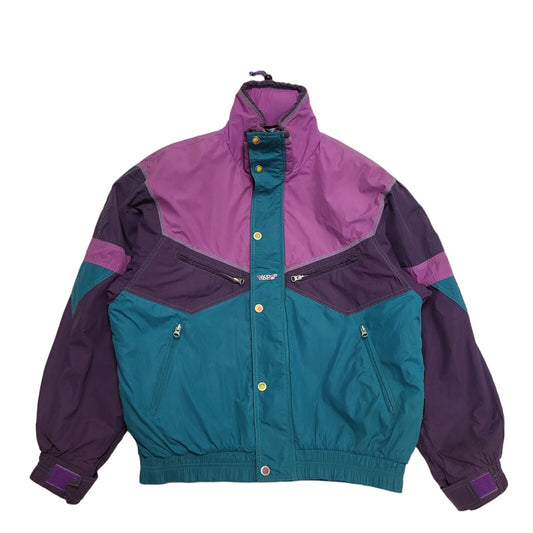 On The Edge 90s Purple & Teal Zip & Snap Jacket Uk Men's Size Medium