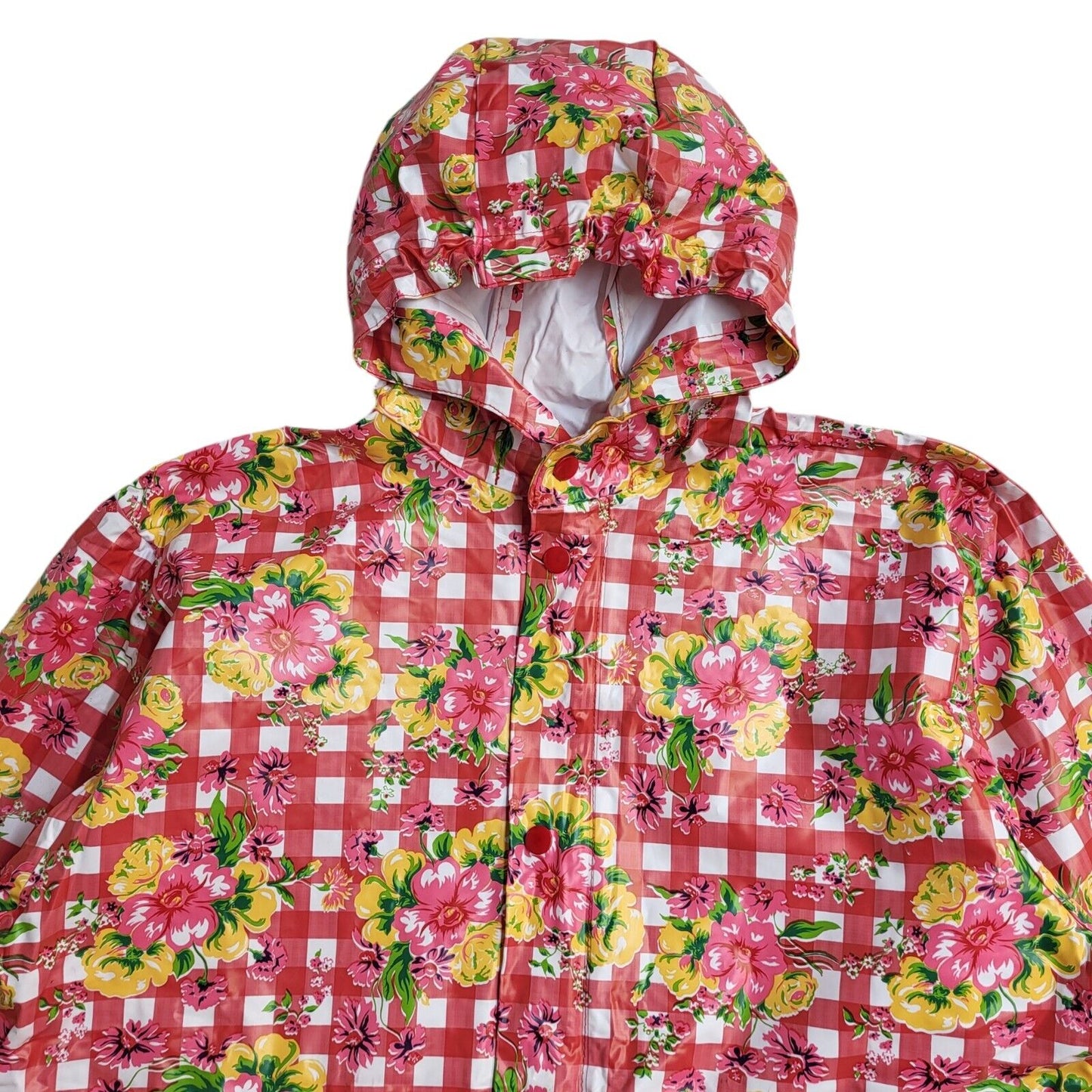 GAP 90s Pink & white Floral Check Raincoat Uk Women's Size L/XL