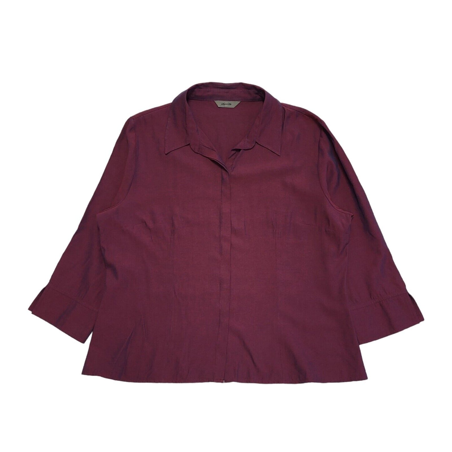 Amaranto Vintage 90's Purple Metallic 3/4 Length Sleeve Shirt Women's UK Size 18
