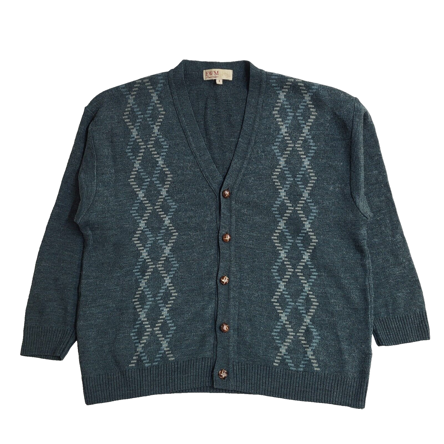 EWM Vintage 80s Green Button Front Cardigan Men's UK L
