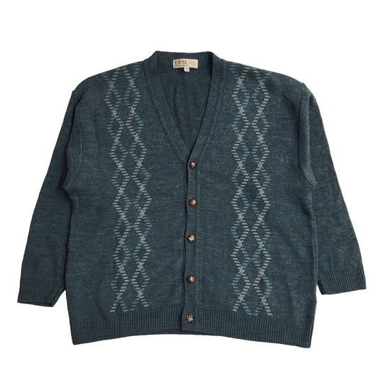 EWM Vintage 80s Green Button Front Cardigan Men's UK L