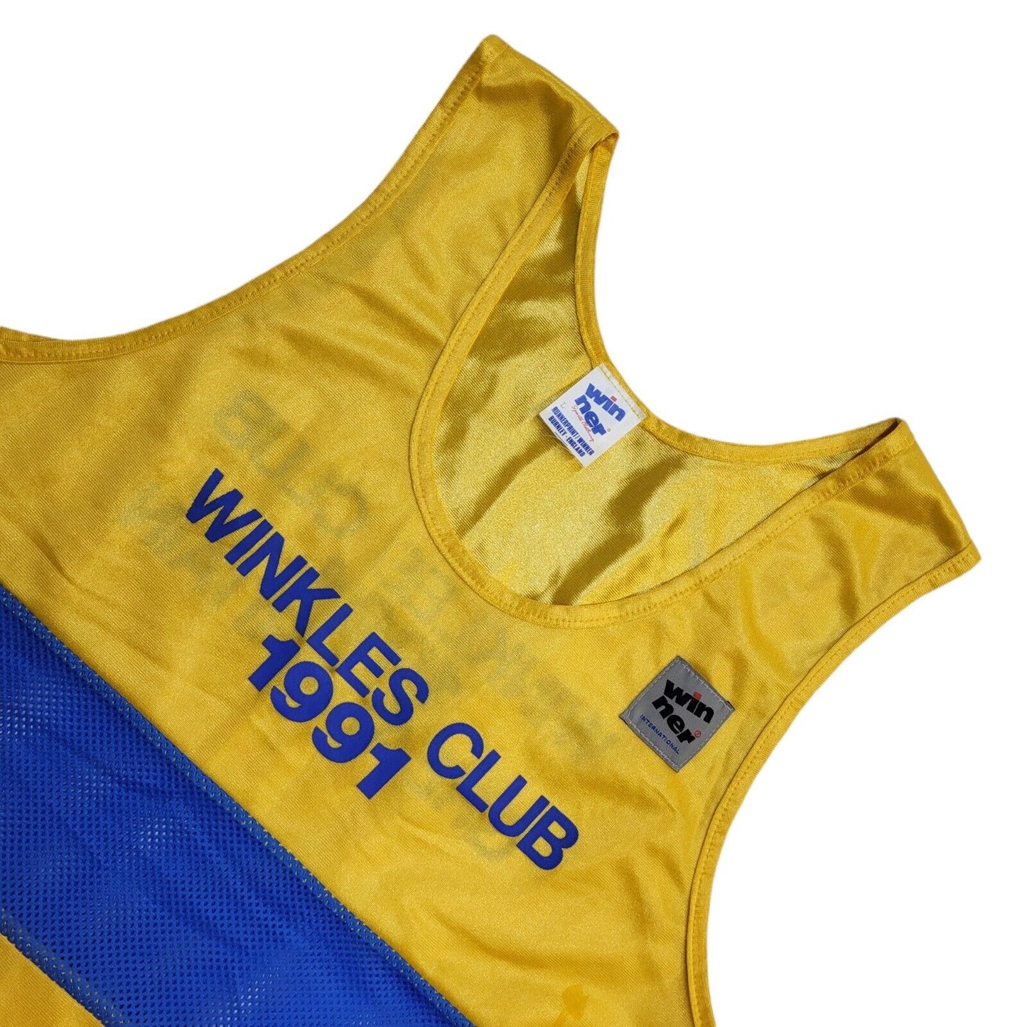 Winner Winkles Club 1991 Vintage Yellow & Blue Vest Top Boy's Size L