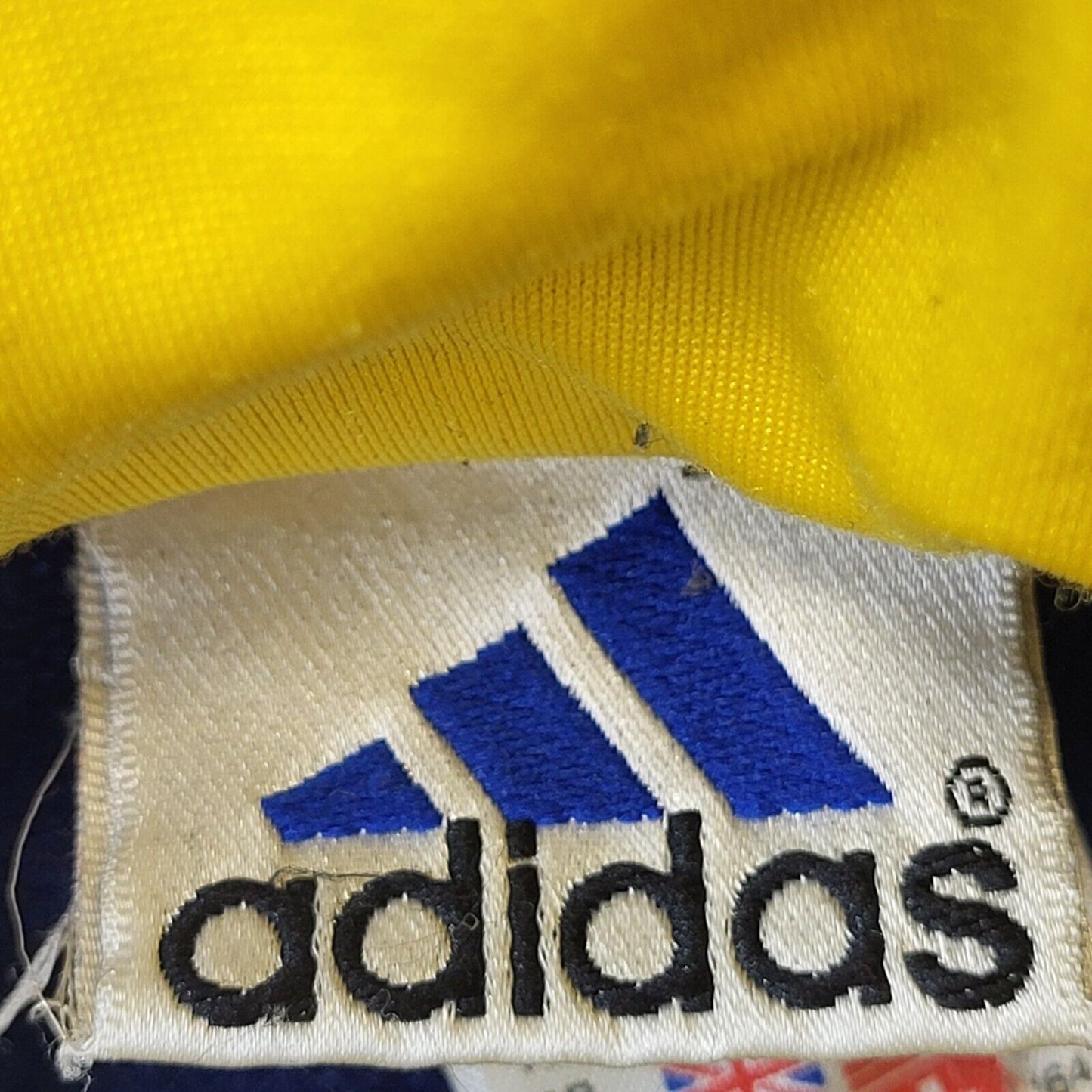 Adidas 90s Vintage Navy Blue & Yellow Zip Up Track Jacket Men's Size XS