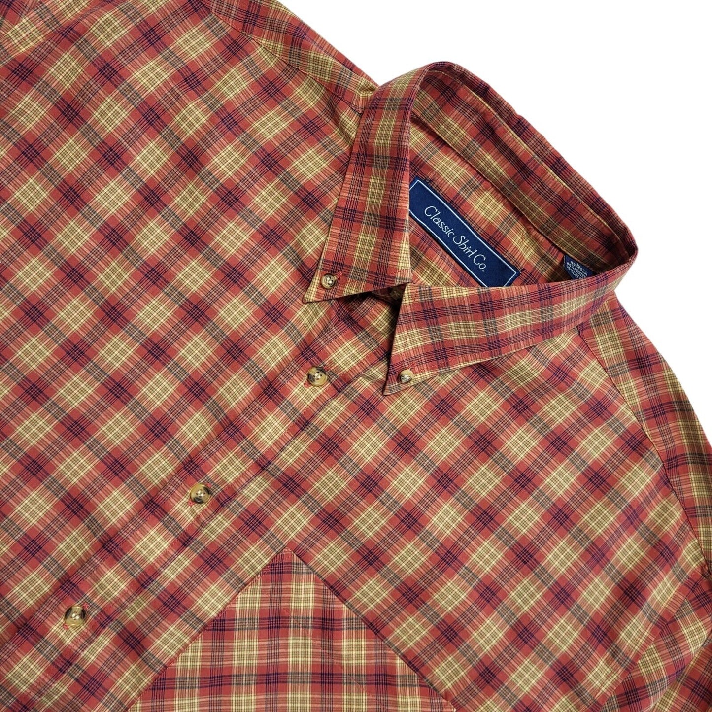 Classic Shirt Co Vintage Y2k Red Check Long Sleeve Shirt Men's UK L