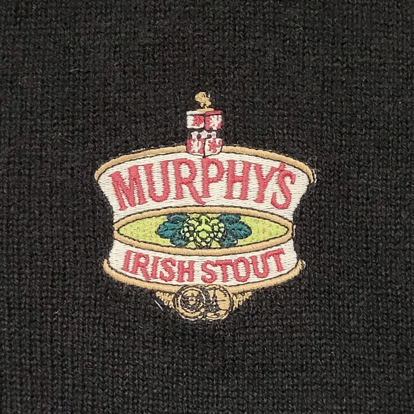 Glenmuir 90's Jumper Black Irish Stout Argyle V-Neck Long Sleeve Mens UK XL