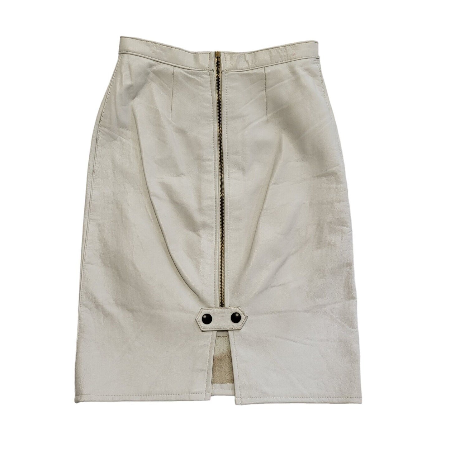 Vintage 90's White Leather Knee Length Skirt Womens UK Size 8 W24