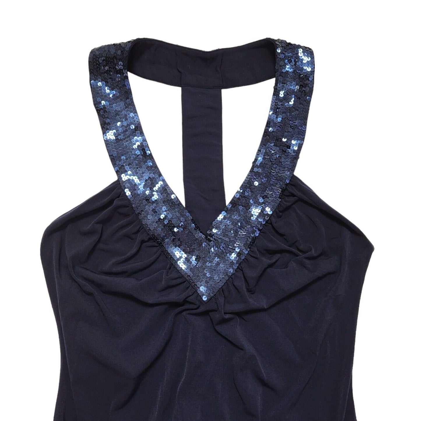 Next Y2K Blue Sequin Drawstring Racer Back Dress BNWT Womens UK 10