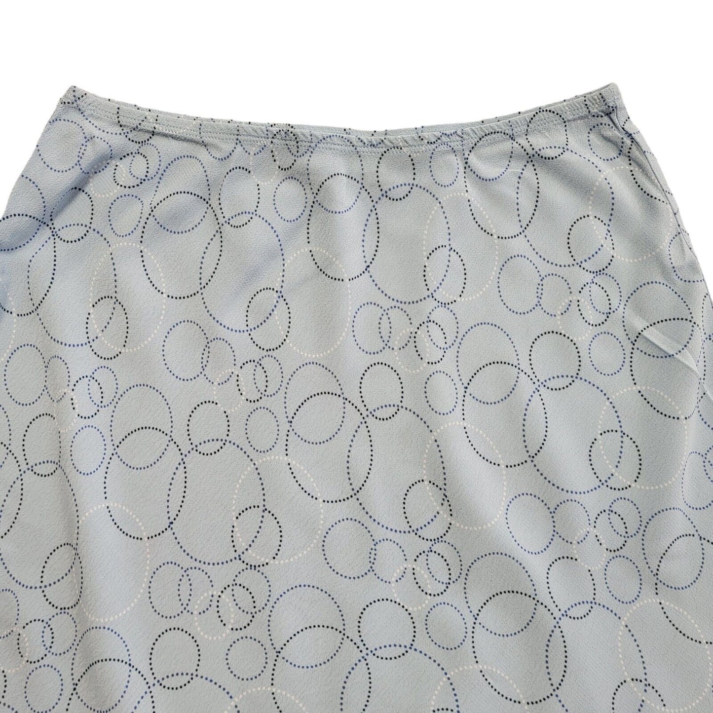 BHS Vintage 90's Blue Circle Print Midi A-Line Skirt Womens UK 12 W30