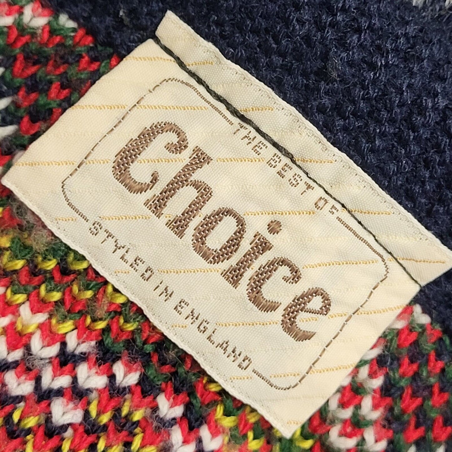 Choice Vintage 90's Blue & Red Cardigan Uk Women's Size 16
