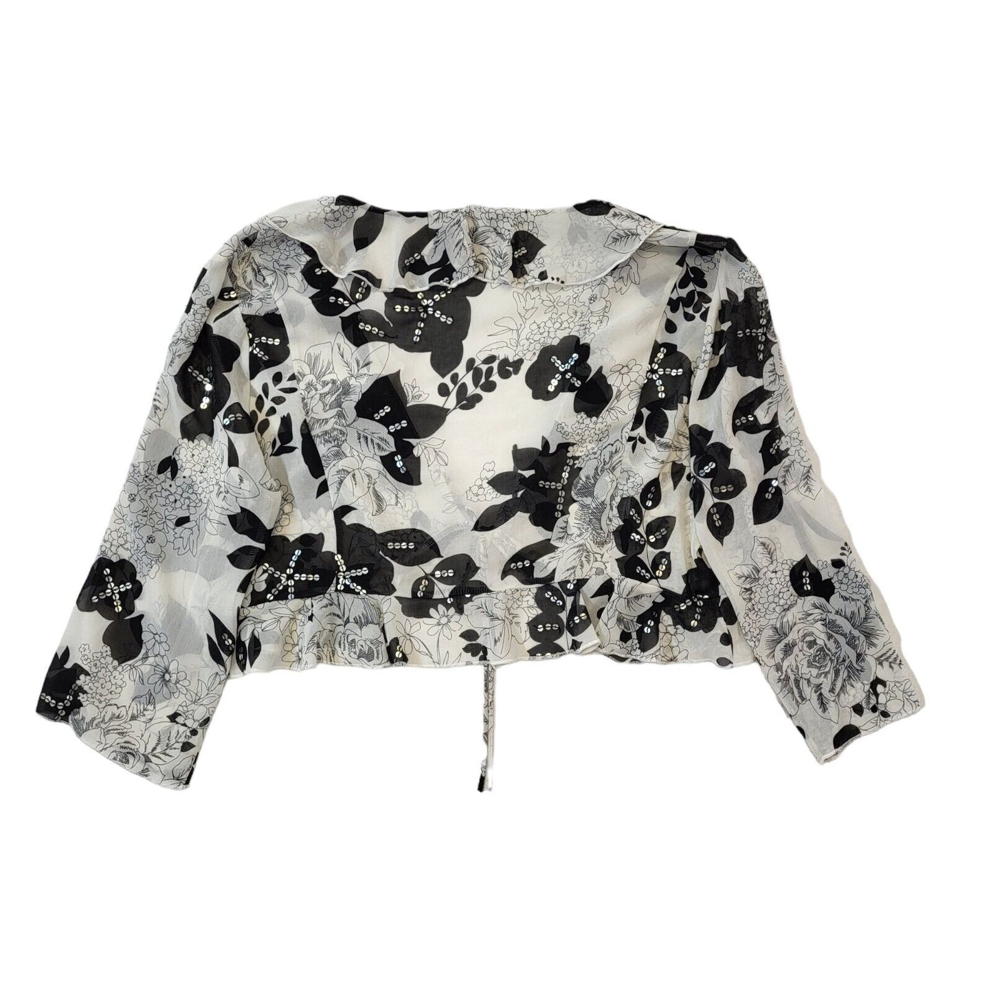 Michaela Louisa 90s Vintage Floral Print Front Tie Crop Blouse Women's 16