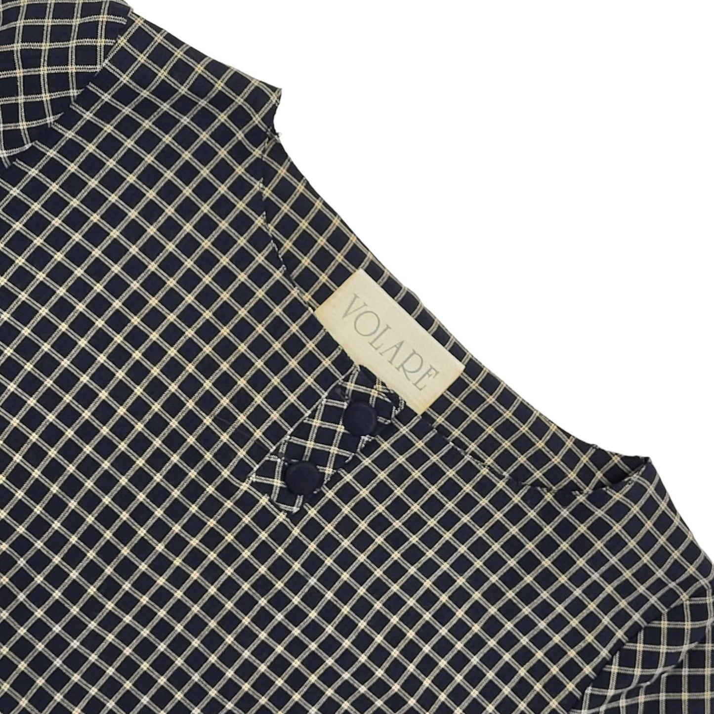 90s Vintage Volare Navy Check Pencil Daywear Dress Women's Size 14