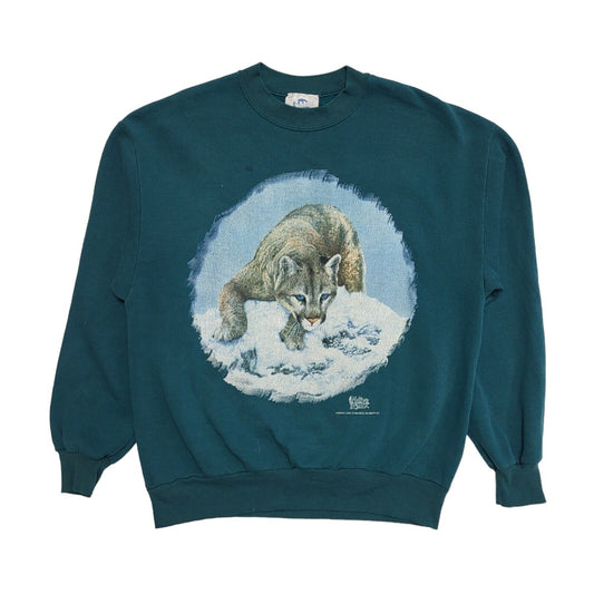 Native Land 90s Green Single Stitch Puma Sweatshirt Uk Women's Size Large