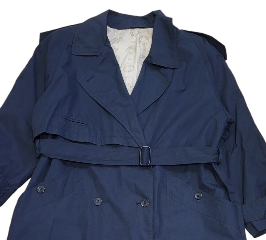 C&A Navy Blue Vintage 80s Button Belted Coat Women's Size 14