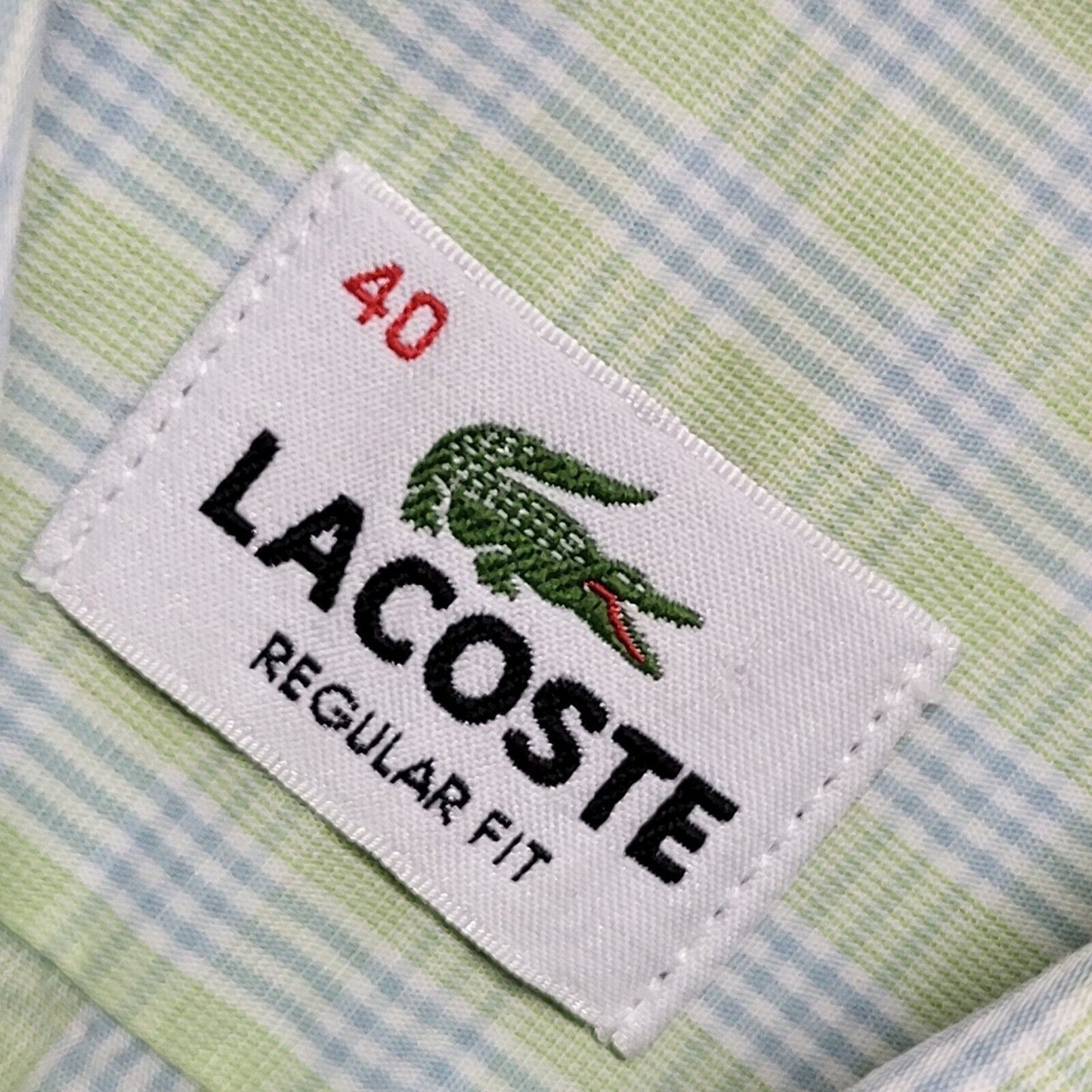 Lacoste Vintage 90's Green Blue Check Short Sleeve Shirt Men's UK L