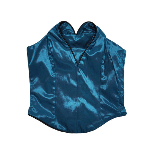 Goddiva Y2K Blue Heart Corset Party Top Womens Size 10