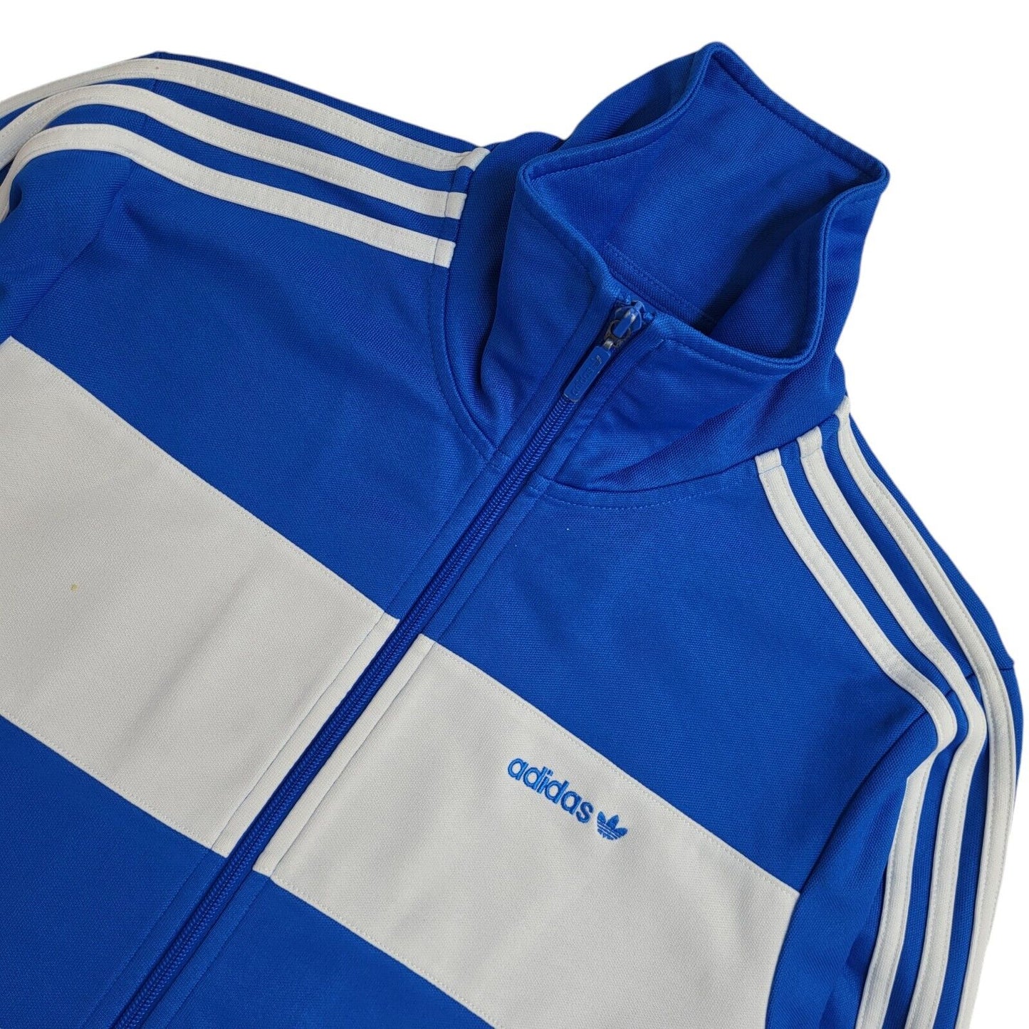 Adidas Blue & White 90s Zipped Sports Tracksuit Top Uk Women's Size Medium