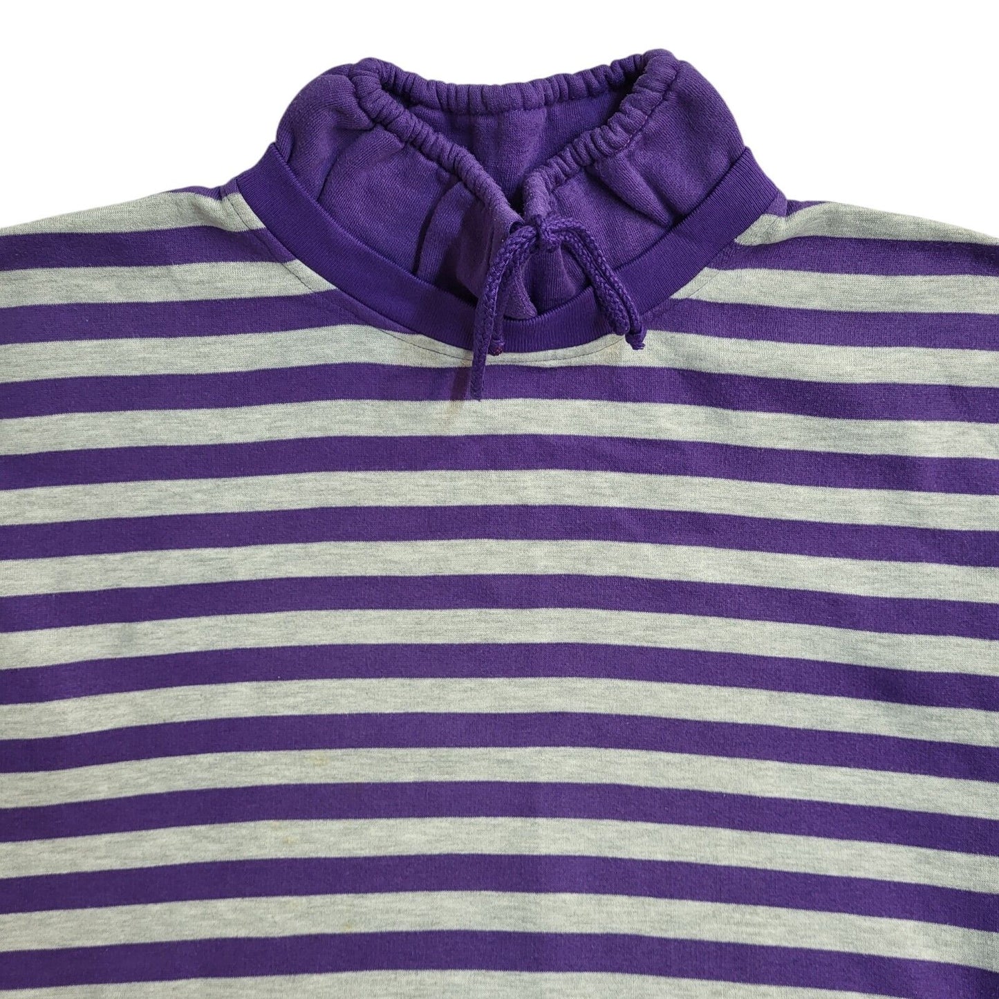 Rodeo Vintage 90's Purple & White Round Neck Striped Jumper UK Women's Size 14