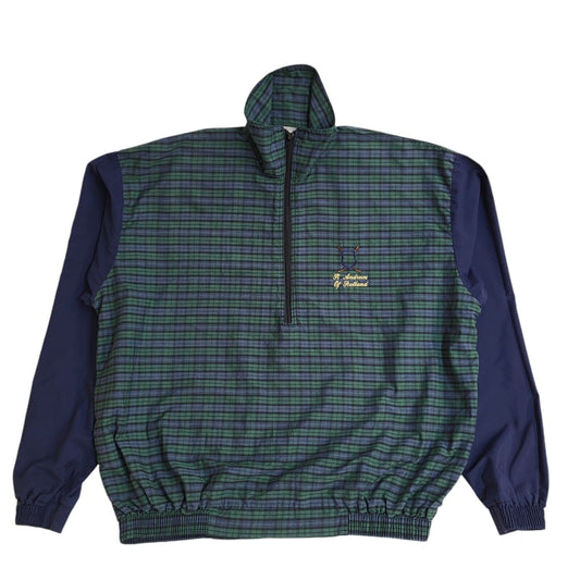 St Andrews Golf Green & Blue Check 1/4 Zip Vintage 90s Sweatshirt Men's Size L