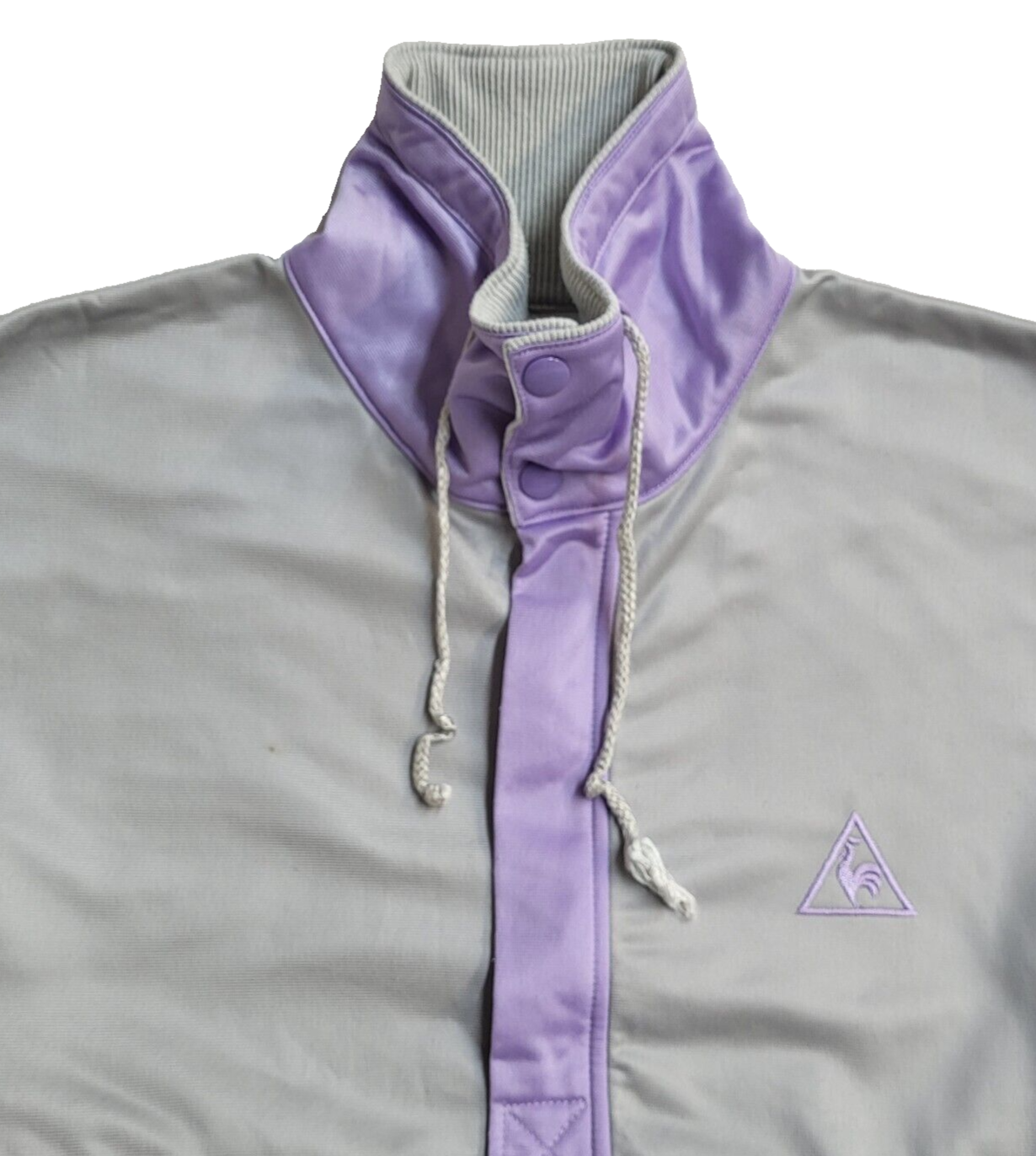 Le Coq Sportif 90s Grey Purple Zipped Sports Tracksuit Top Uk Women's Size Small
